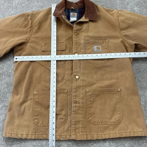 Vintage Carhartt Brown Canvas Work Chore Jacket Blanket Lined - Picture 5 of 7